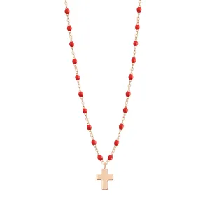 Cross Charm Classic Gigi Poppy necklace, Rose Gold, 16.5"