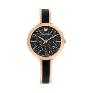 Crystalline Delight Watch, Metal Bracelet, Black, Rose-gold tone PVD 5580530