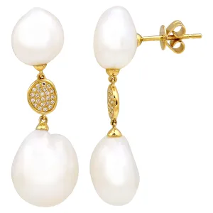 Dangling Pearl Drop Studs