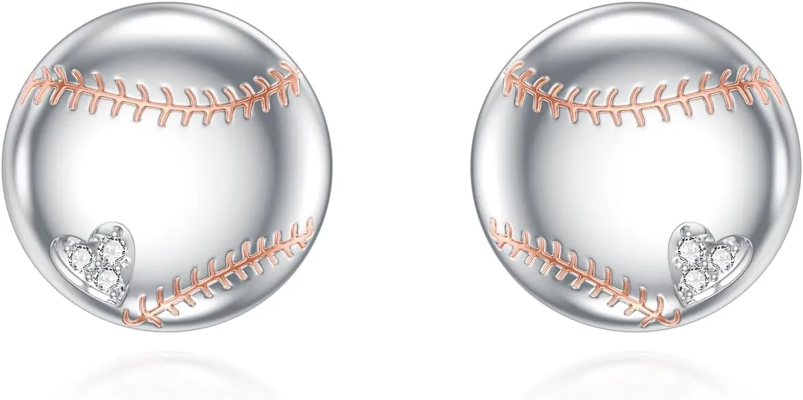 Diamond Football/Baseball Stud Earrings for Women 925 Sterling Silver Football/Baseball Earrings with Lab Grown Diamond Jewelry Gifts