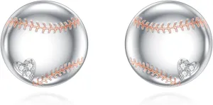 Diamond Football/Baseball Stud Earrings for Women 925 Sterling Silver Football/Baseball Earrings with Lab Grown Diamond Jewelry Gifts