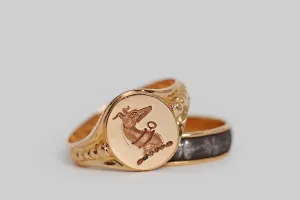 Edwardian Greyhound Intaglio Signet Ring