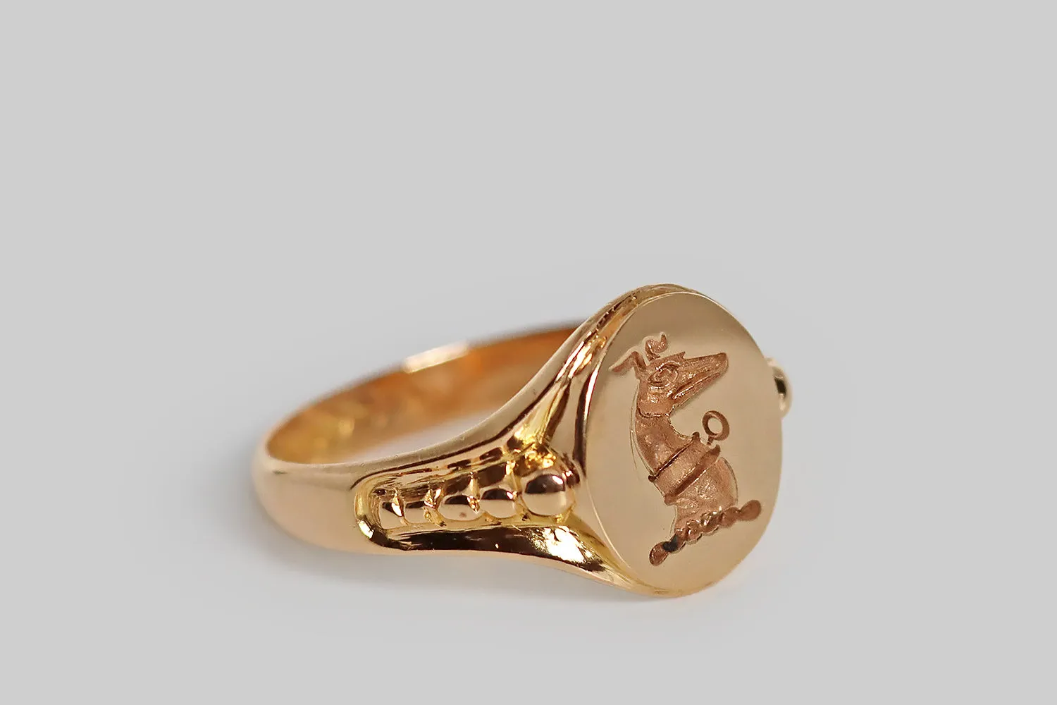 Edwardian Greyhound Intaglio Signet Ring