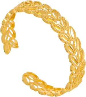 Fashion 18K Gold Plated Hollow Out Wheat Shape Open Cuff Bracelet