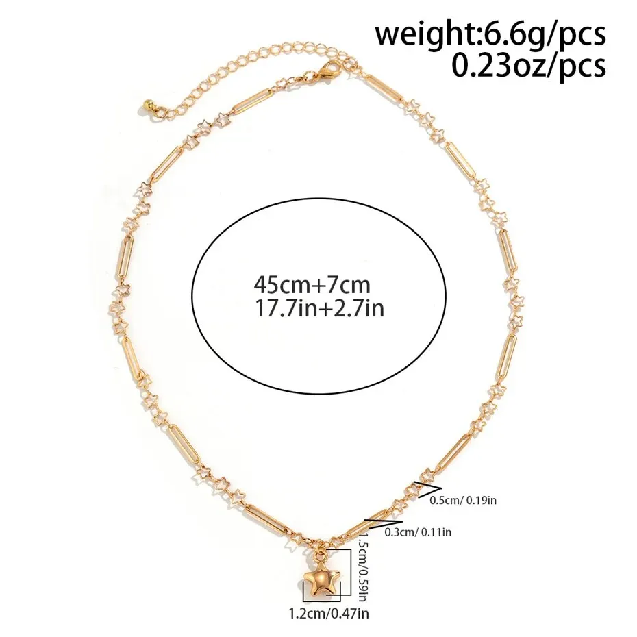 Flytonn-Aria Vintage Simple Love Star Pendant Choker Necklace
