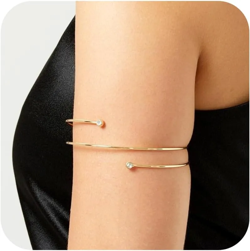 Gold Arm Cuff for Women Gold Arm Cuff Upper Arm Layered Arm Bangle Bracelet Armband Armlet Summer Beach Jewelry Accessories Vacation Party Summer Stuff
