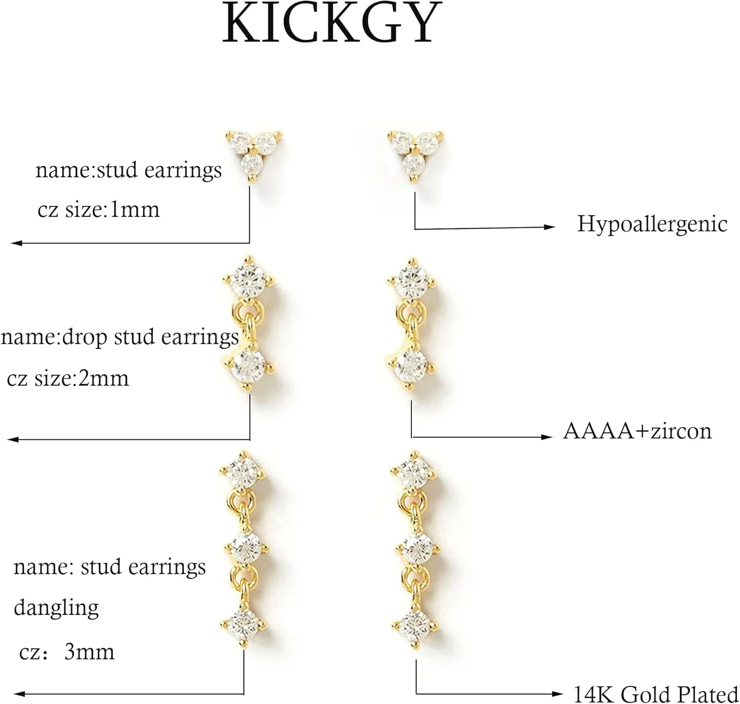 Gold Hoop Earrings for Women Trendy, Dainty Gold Stud Earrings 14K Gold Plated CZ Huggie Hoop Earrings Set Small Dangle Earrings Cute Cartilage Earring Sets for Multiple Piercing Jewelry Gifts