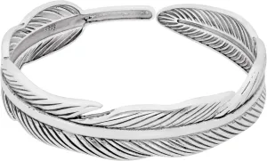 HAQUIL Silver Plated Stainless Steel Native American Feather Cuff Bracelet Jewelry Gift for Men and Women