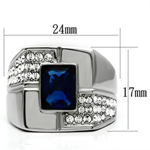 High polished (no plating) Stainless Steel Ring with Synthetic Synthetic Glass in Montana for Women Style TK587