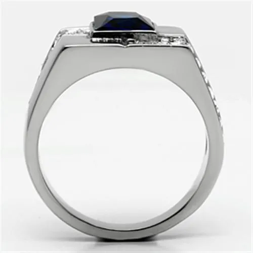 High polished (no plating) Stainless Steel Ring with Synthetic Synthetic Glass in Montana for Women Style TK587
