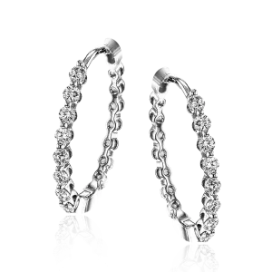Hoop Earrings in 18k Gold with Diamonds