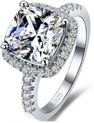 Jude Jewelers Platinum Plated 4 Carat Princess Cut CZ Simulated Diamond Wedding Engagement Proposal Ring