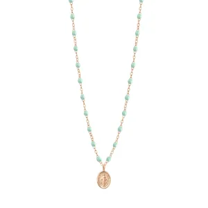 Madone Charm Classic Gigi Jade necklace, Rose Gold, 16.5"