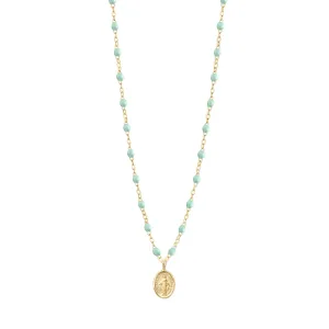 Madone Charm Classic Gigi Jade necklace, Yellow Gold, 16.5"