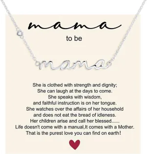 Mama Necklace 925 Sterling Silver Mom Necklace for Women S925 Silver Dainty Mother Jewelry Cute Pendant Necklace, Mom Birthday Gift Jewelry for New Mom Women Wife Anniversary