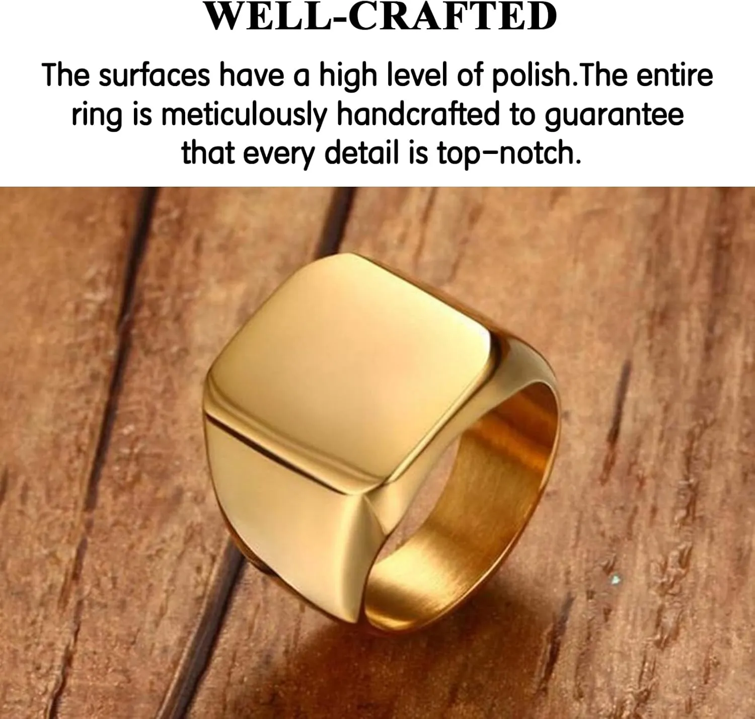 Mens Rings Stainless Steel Square Signet Rings for Men,Pinky Thumb Ring for Dad Father Jewelry Gift for Him,Men's Ring for Biker