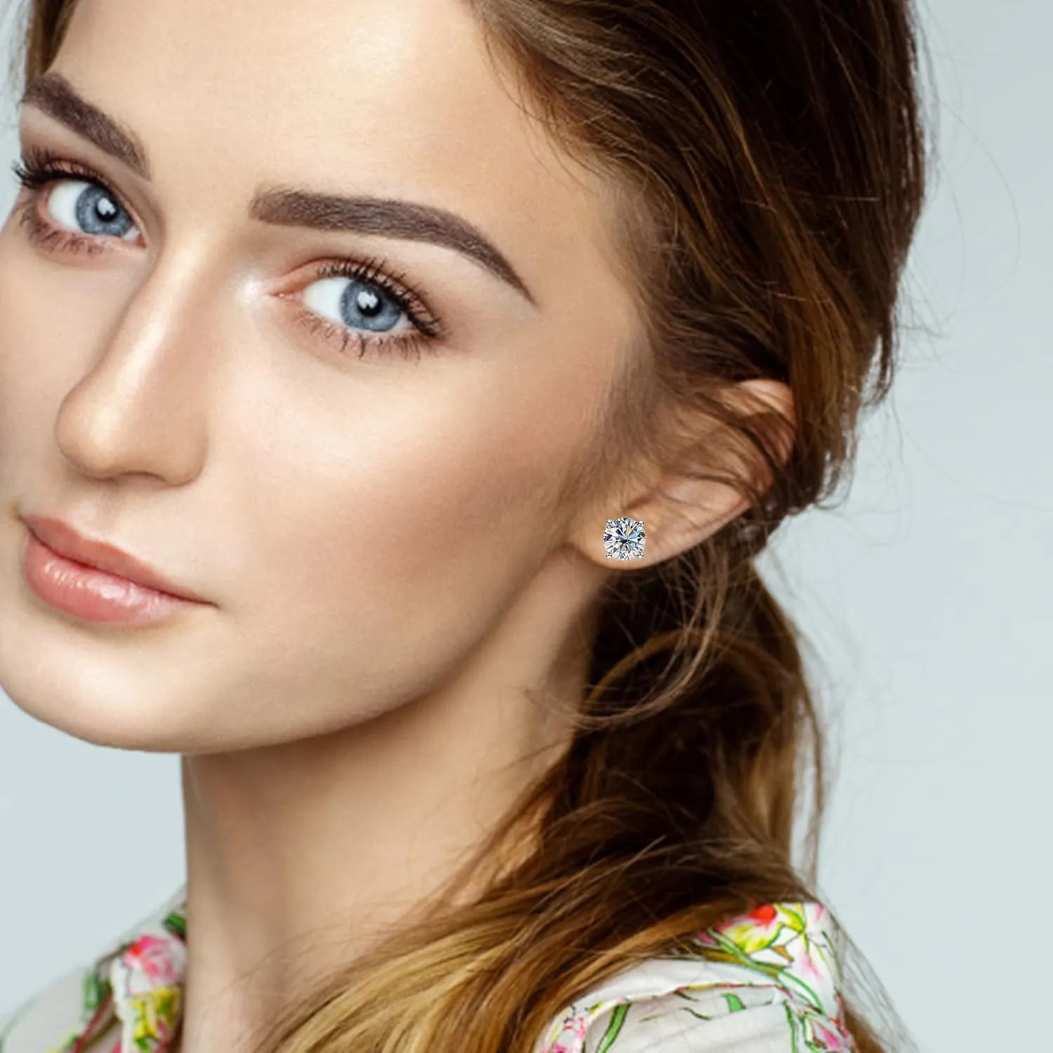 Moissanite Earrings for Women, 925 Sterling Silver Stud Earrings, 1ct-3ct D-E Color VVS1 Moissanite Earrings for Sensitive Ears Hypoallergenic Christmas Gifts