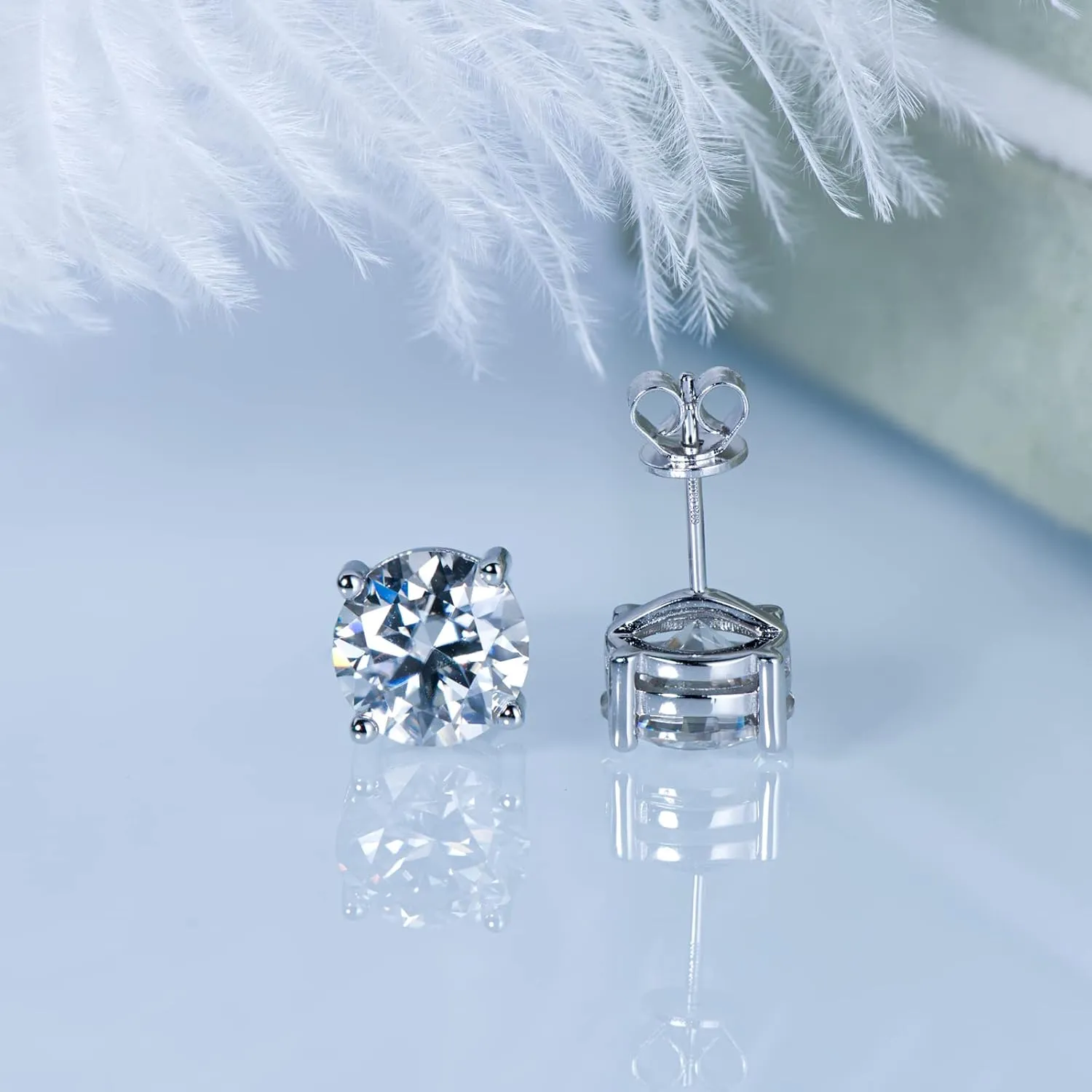 Moissanite Earrings for Women, 925 Sterling Silver Stud Earrings, 1ct-3ct D-E Color VVS1 Moissanite Earrings for Sensitive Ears Hypoallergenic Christmas Gifts