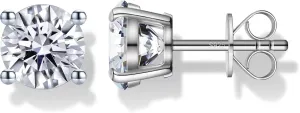 Moissanite Stud Earings,Diamond Earings for Women,Hypoallergenic S925 Stering Silver 18k White Gold Plated Earrings Stud,2cttw-0.3cttw D Color Diamond Stud Gift for Men