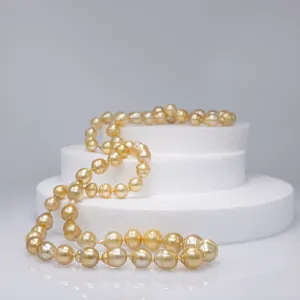 Moonlight Champagne Golden South Sea pearl necklace rope-2