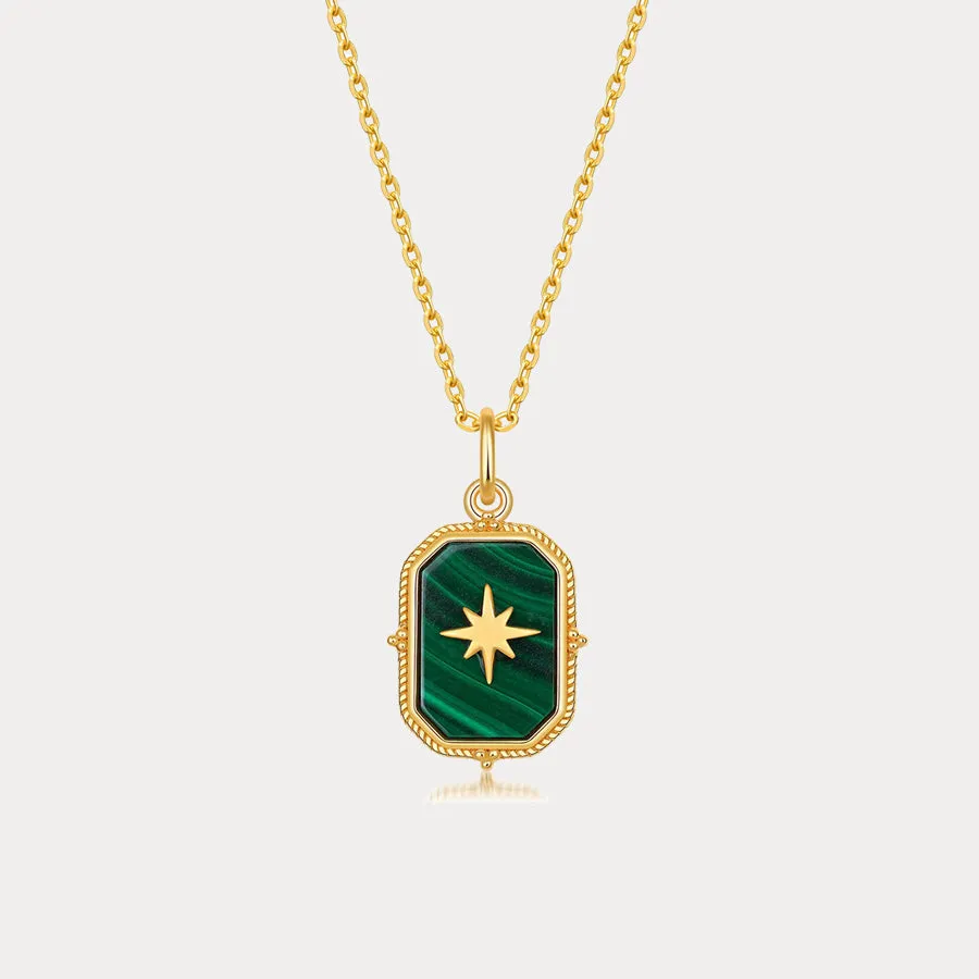 Octagon Malachite Pendant Necklace