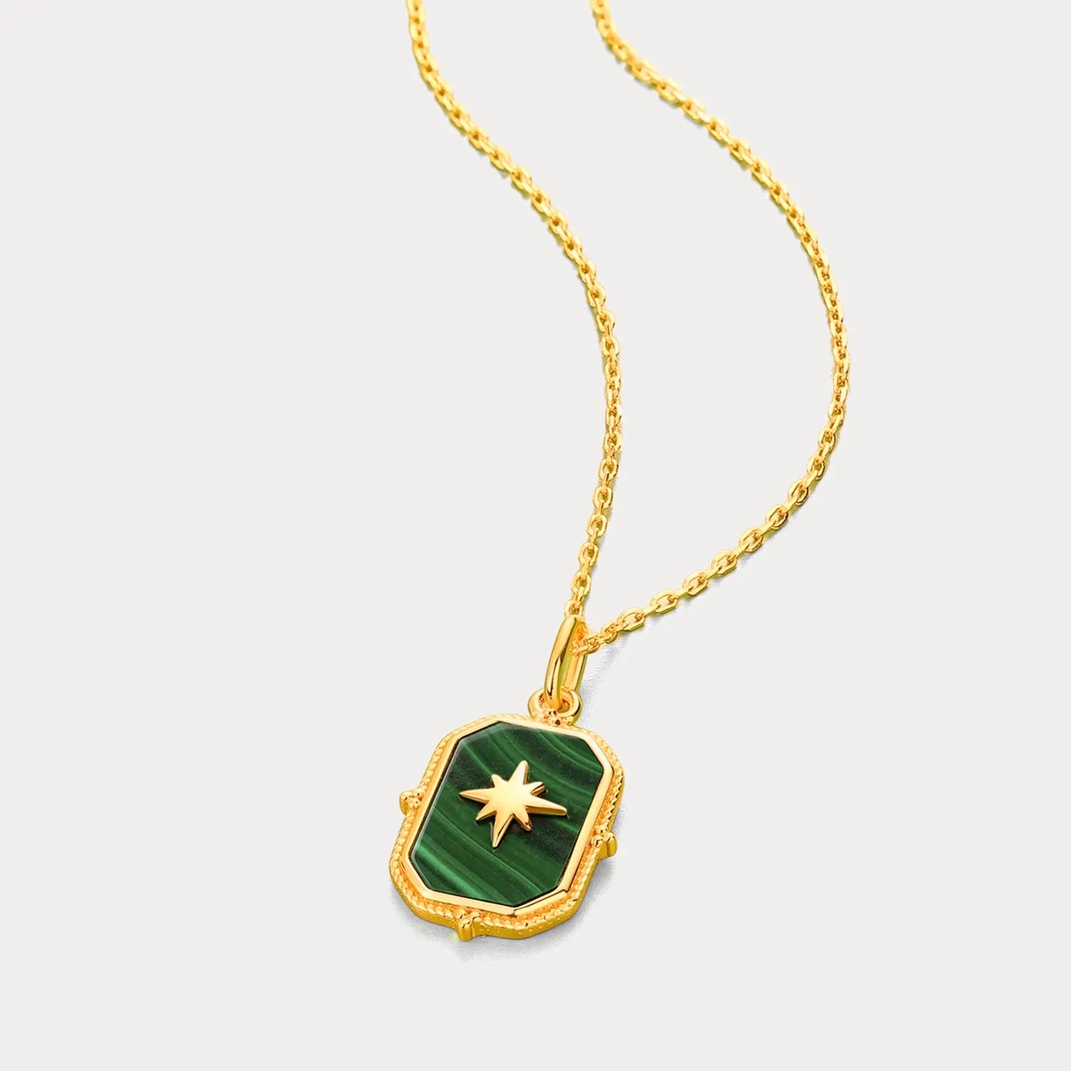 Octagon Malachite Pendant Necklace