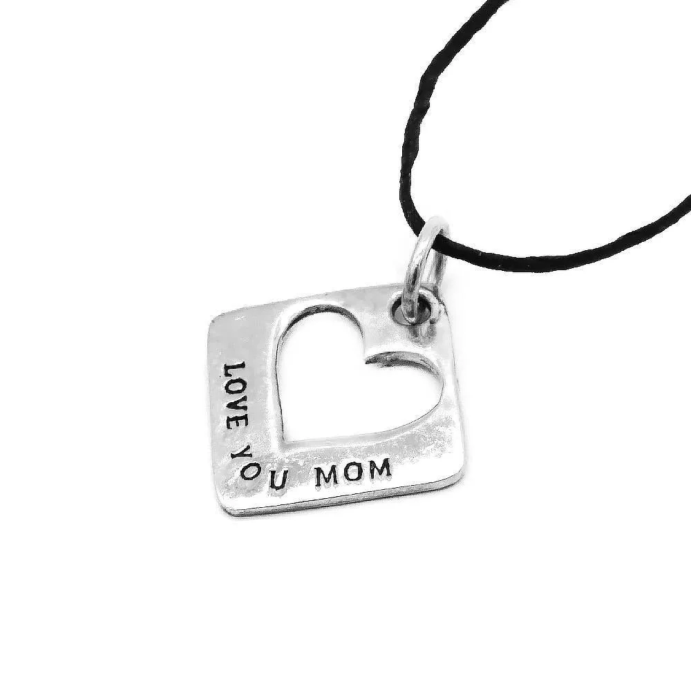 Open Heart and Love You Mom Necklace