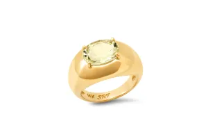 Oval Aquamarine Domed Ring