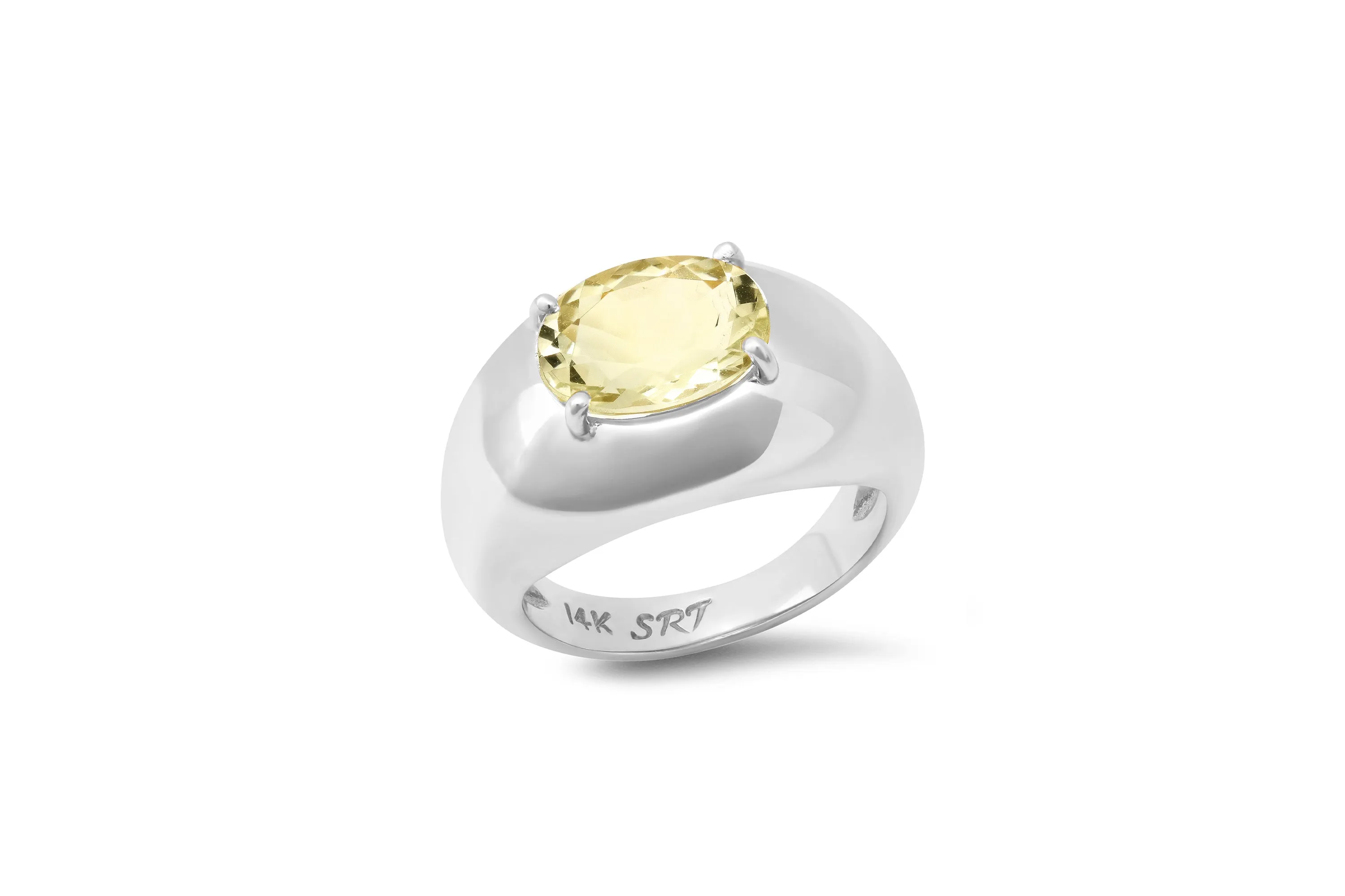 Oval Aquamarine Domed Ring