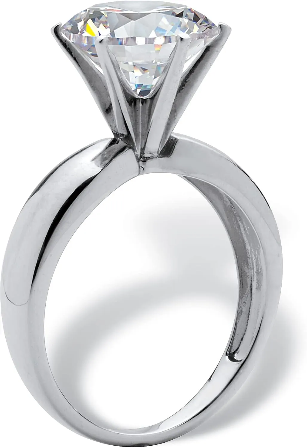 PalmBeach Platinum-plated Sterling Silver Round Cubic Zirconia Solitaire Engagement Ring Sizes 5-10