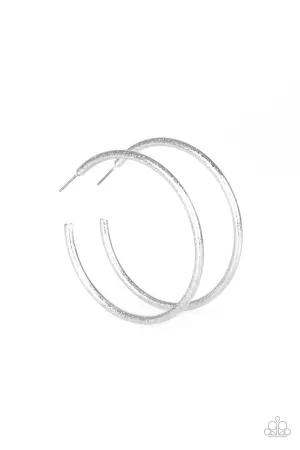 Paparazzi Double Or Nothing - Silver Hoop Earrings