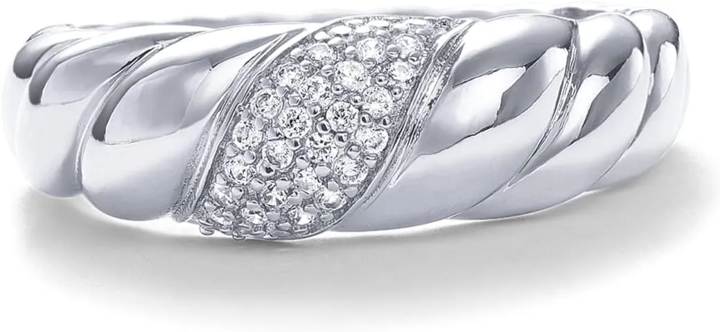PAVOI 14K Gold Plated Croissant Dome Ring - Twisted Braided Gold Plated - Chunky Signet Ring for Women