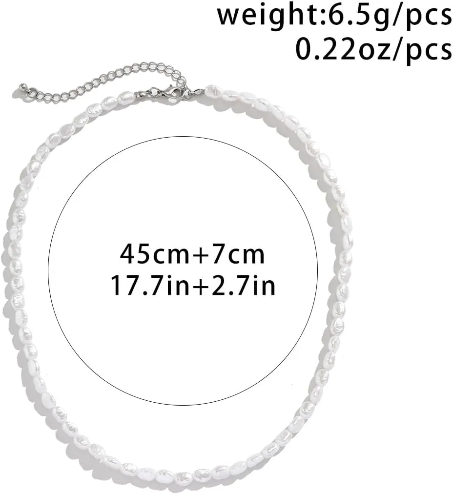 Pearl Necklace Smile Face Necklace for Women Men,Soft Ceramic Cute Smile Irregular Baroque Necklace Chain Choker,Summer Beach Jewelry Accessorie for Men Women