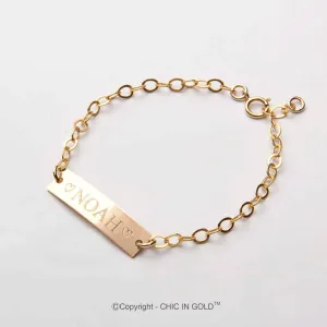 Personalized Minimalist Baby Name bracelet. (14 karat Solid Gold) - CG386B1X.25. Starts at