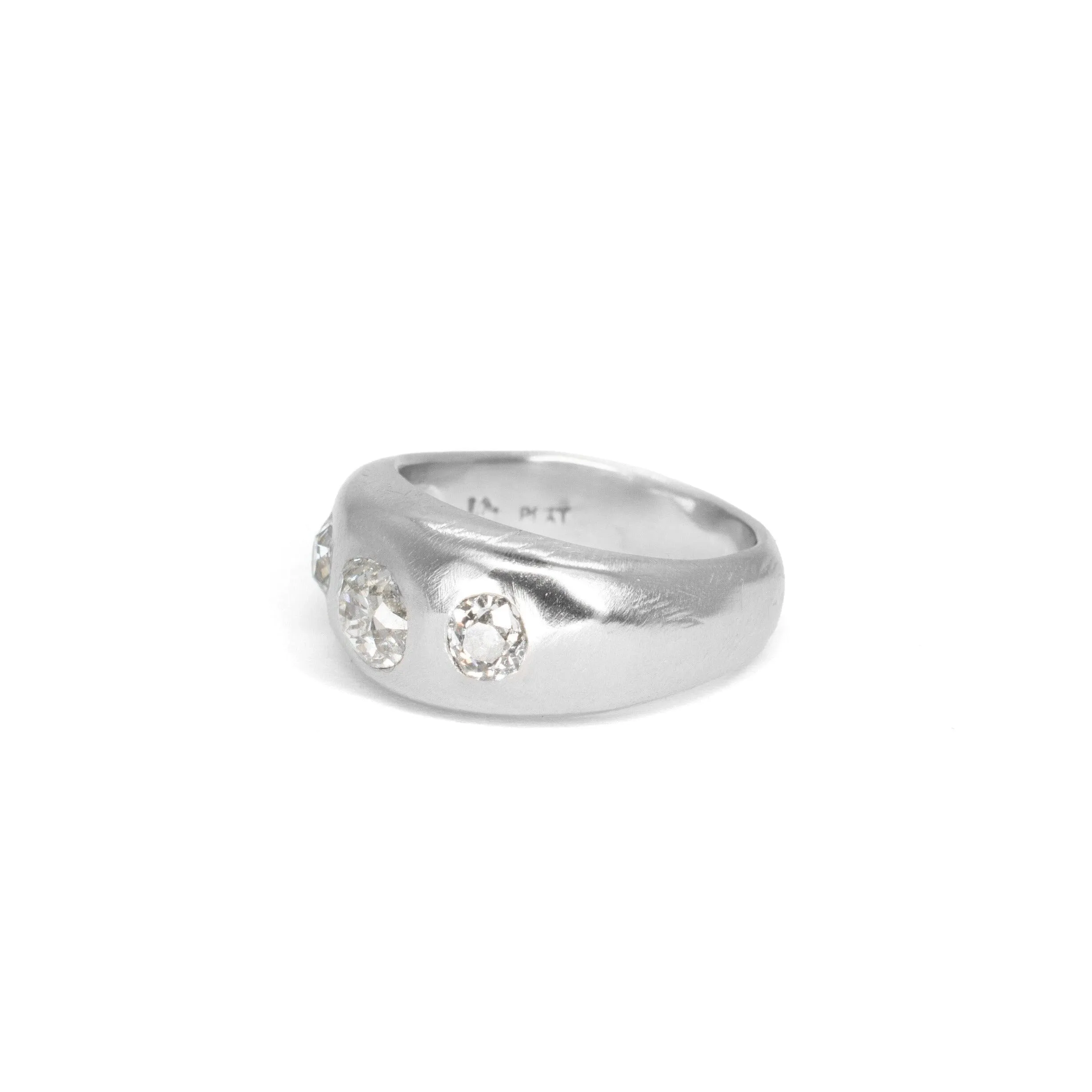 Platinum Smooth Triple Diamond Band