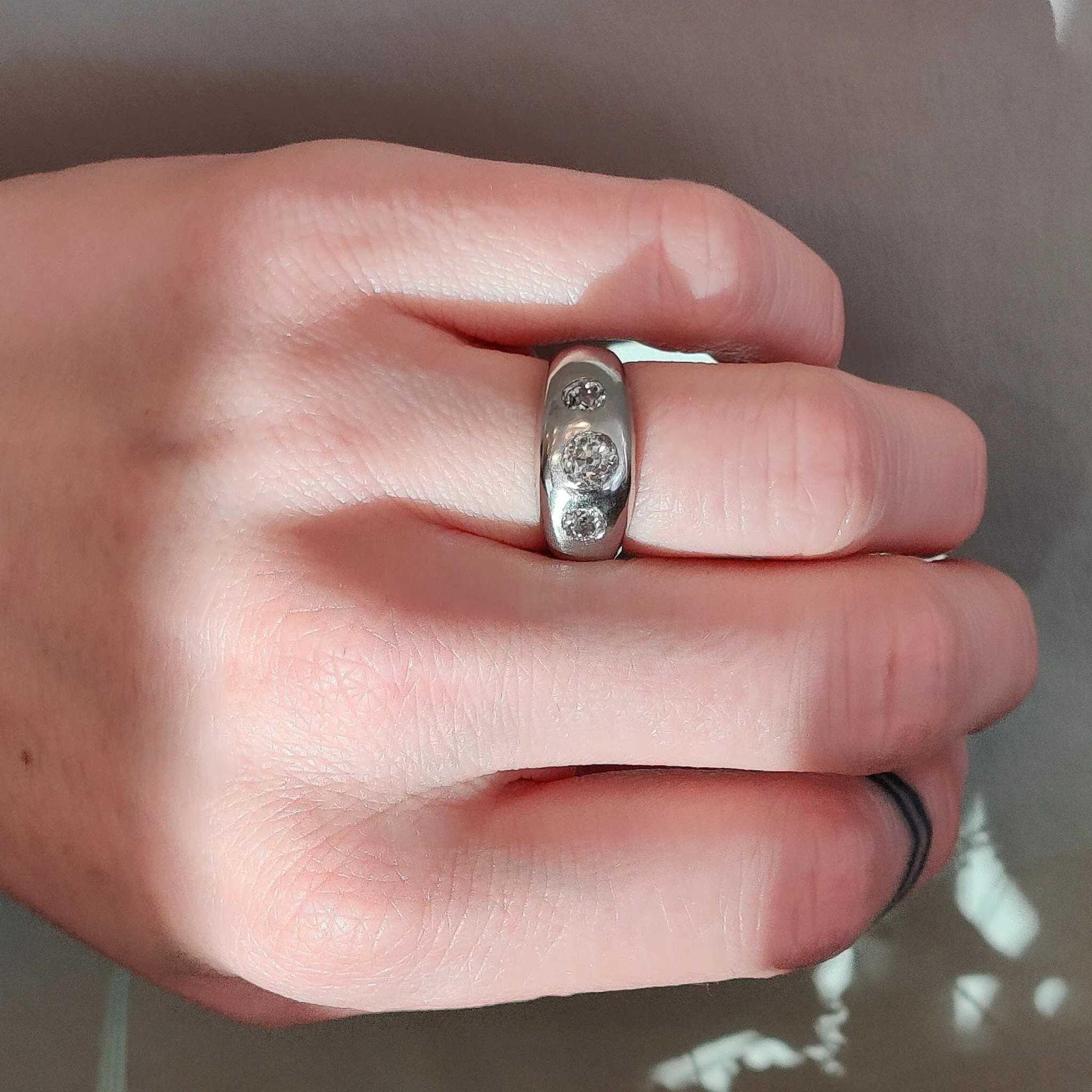 Platinum Smooth Triple Diamond Band