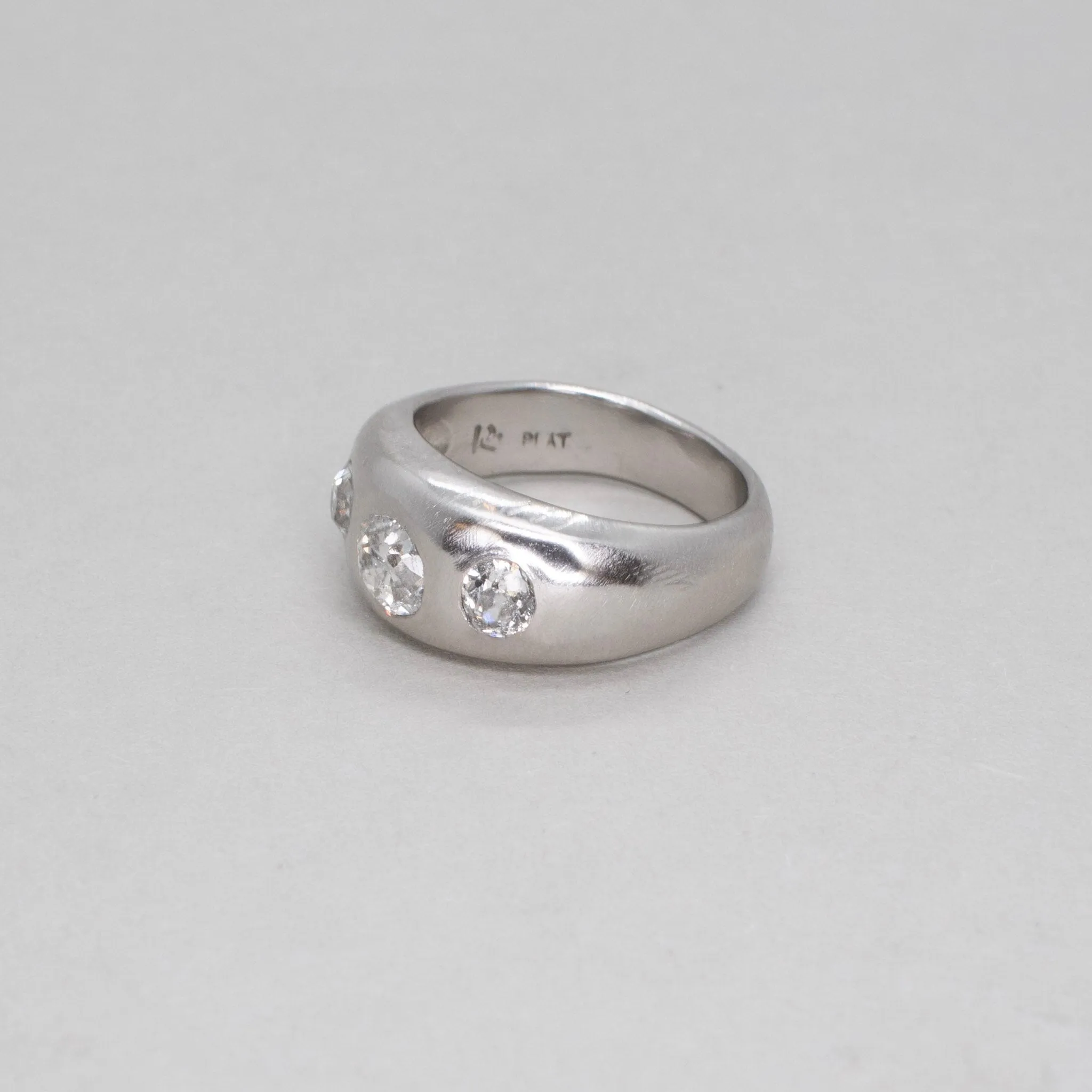 Platinum Smooth Triple Diamond Band