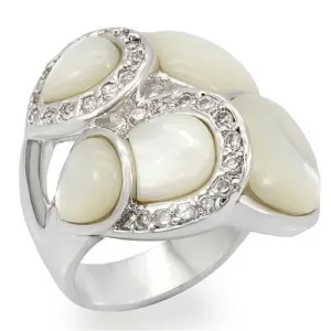 Ring Precious Stone White LO1044 for Women Style Rhodium