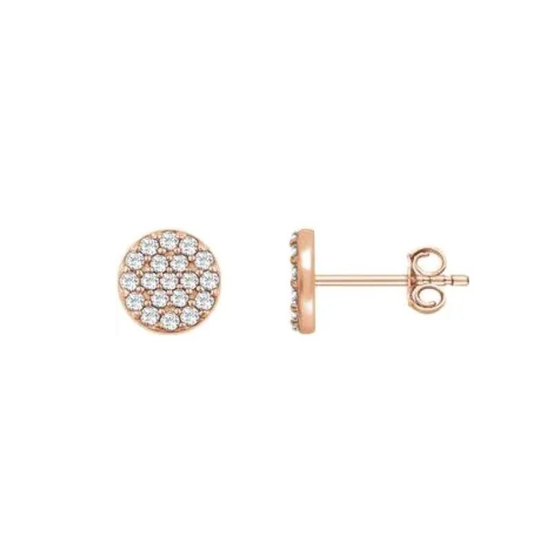 Round Diamond Cluster Stud Earrings
