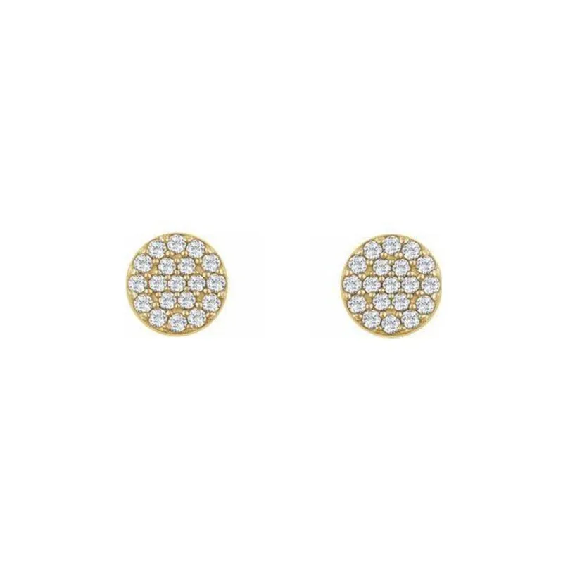 Round Diamond Cluster Stud Earrings