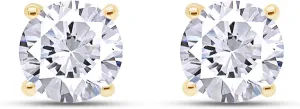 SAVEARTH DIAMONDS Moissanite Stud Earrings, 0.85 CT DF Color Ideal Cut Lab Created Diamond 14K Gold Plated Earrings for Women
