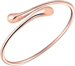 Savlano 14K Gold Plated Double Teardrop Open Cuff Bangle -7-8 Inch Flexible Bangle Bracelet Comes With Gift Box for Women