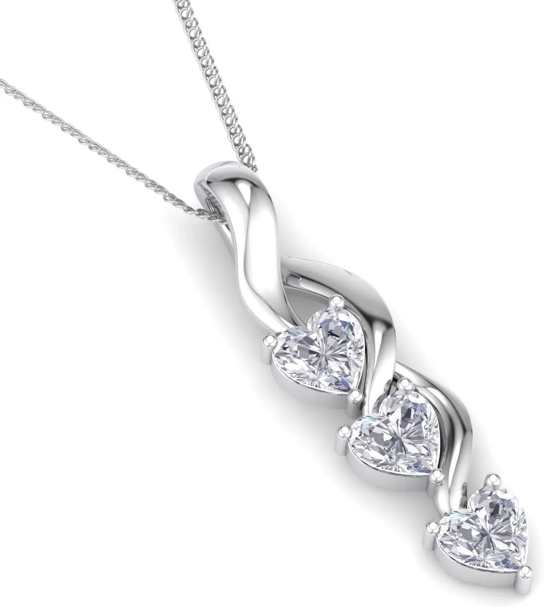 Silver Smile Sterling Silver Infinity Cross Pendant Necklace  3 Heart-Shaped Cubic Zirconia Stones  18 Inch Elegant Necklace for Women  Hypoallergenic & Tarnish Resistant Gift