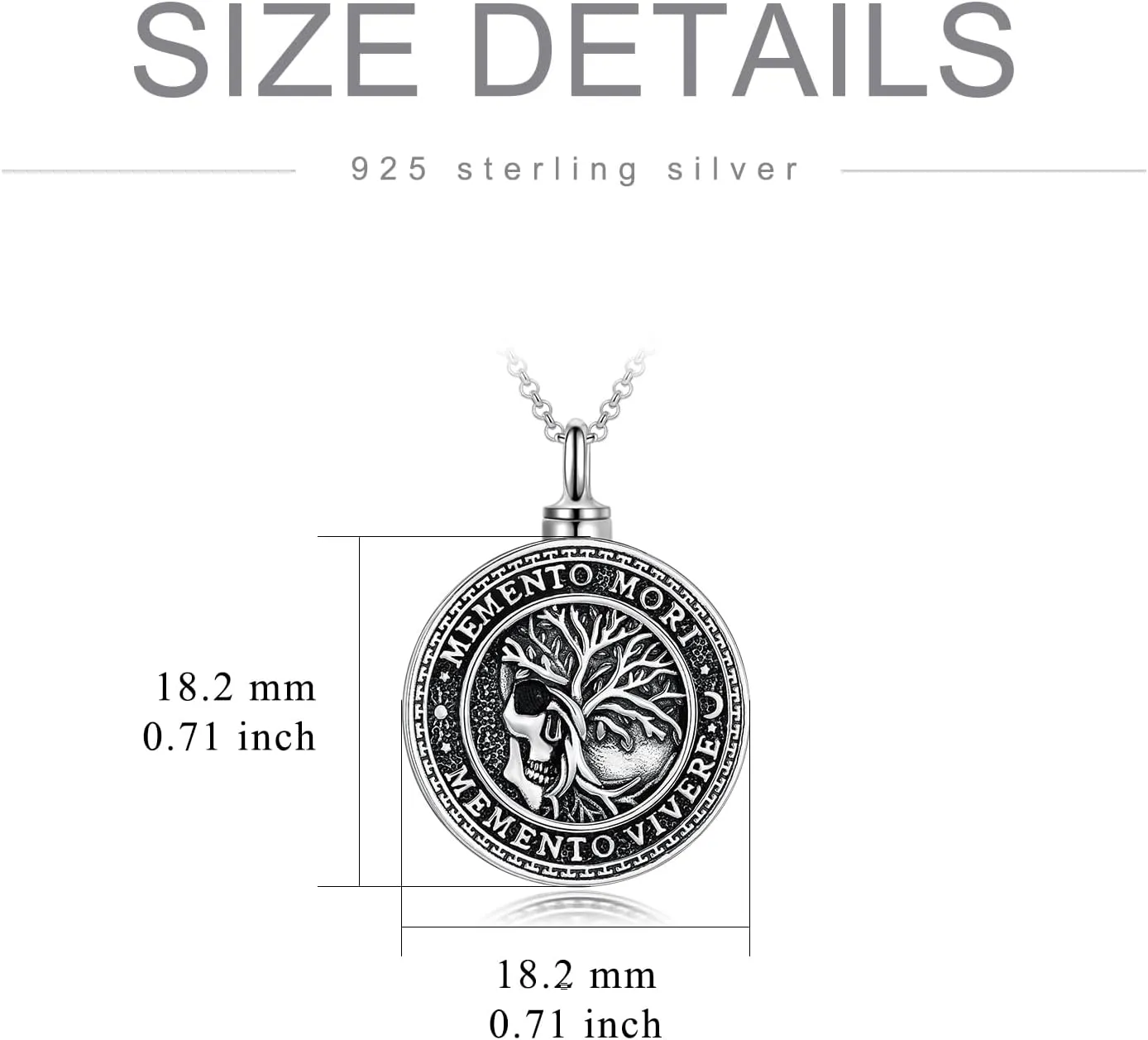 SIMONLY Memento Mori Necklace for Men 925 Sterling Silver Memento Mori Pendant Gothic Skull Pendant Amulet Protection Jewelry Gifts