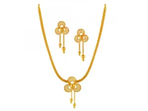 Simple And Classy 22k Gold Necklace Set Floral Design