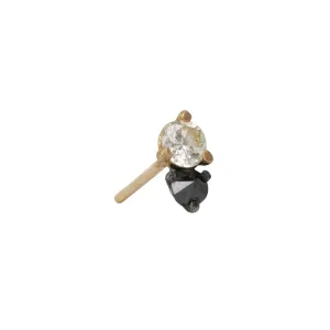 Single - Mixed Metal Champagne & Black Double Diamond Stud