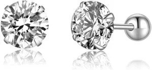 SLUYNZ Sterling Silver Round Simulated Diamond Stud Earrings for Women Teens Round CZ Stud Earrings Set Screw Back Small CZ Ear Stud
