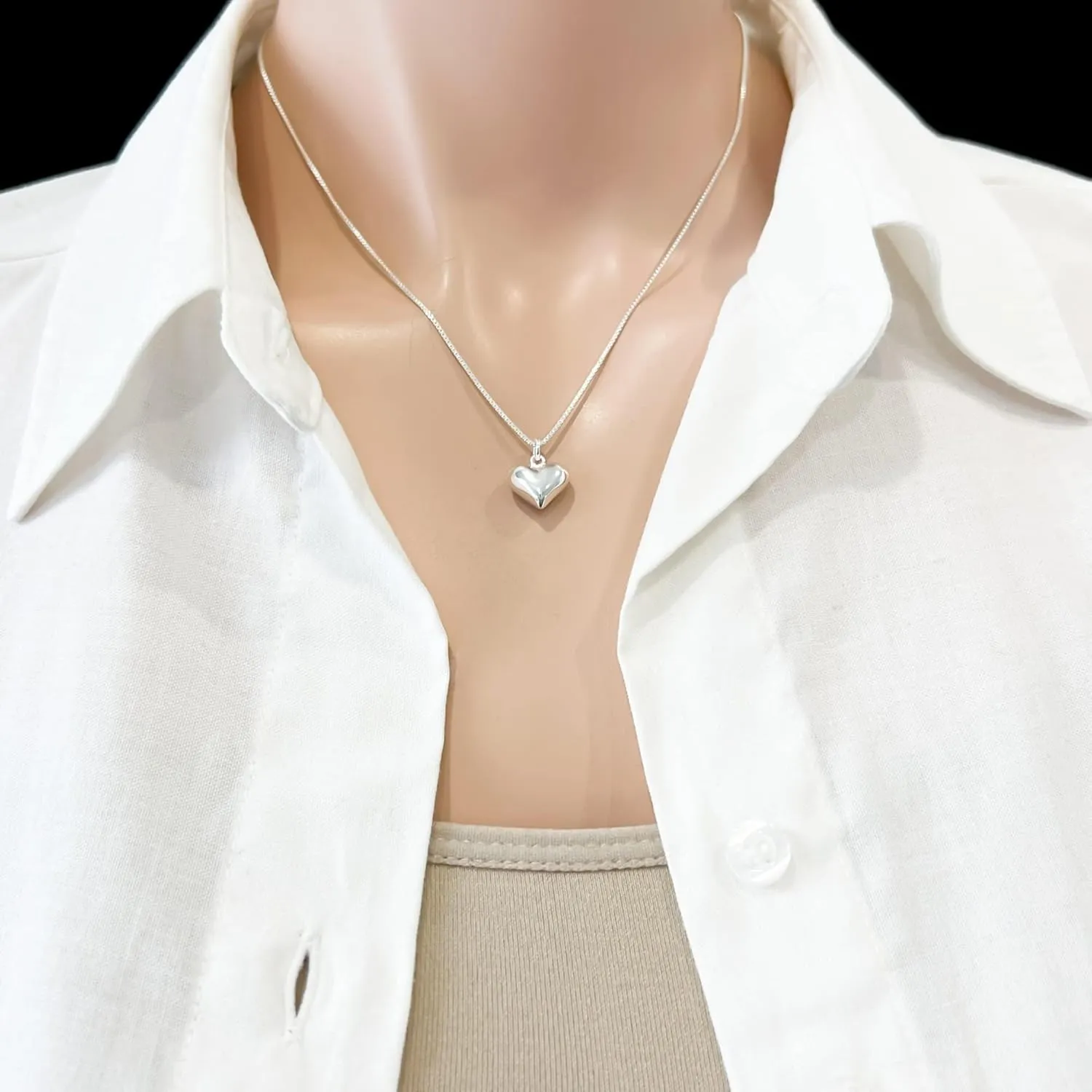 Small and Dainty Sterling Silver Heart Necklace for Women, Girlfriend Gift, Gift for Mom Necklace, Wife Gift Necklace, Daughter Gift Necklace (18 inches)