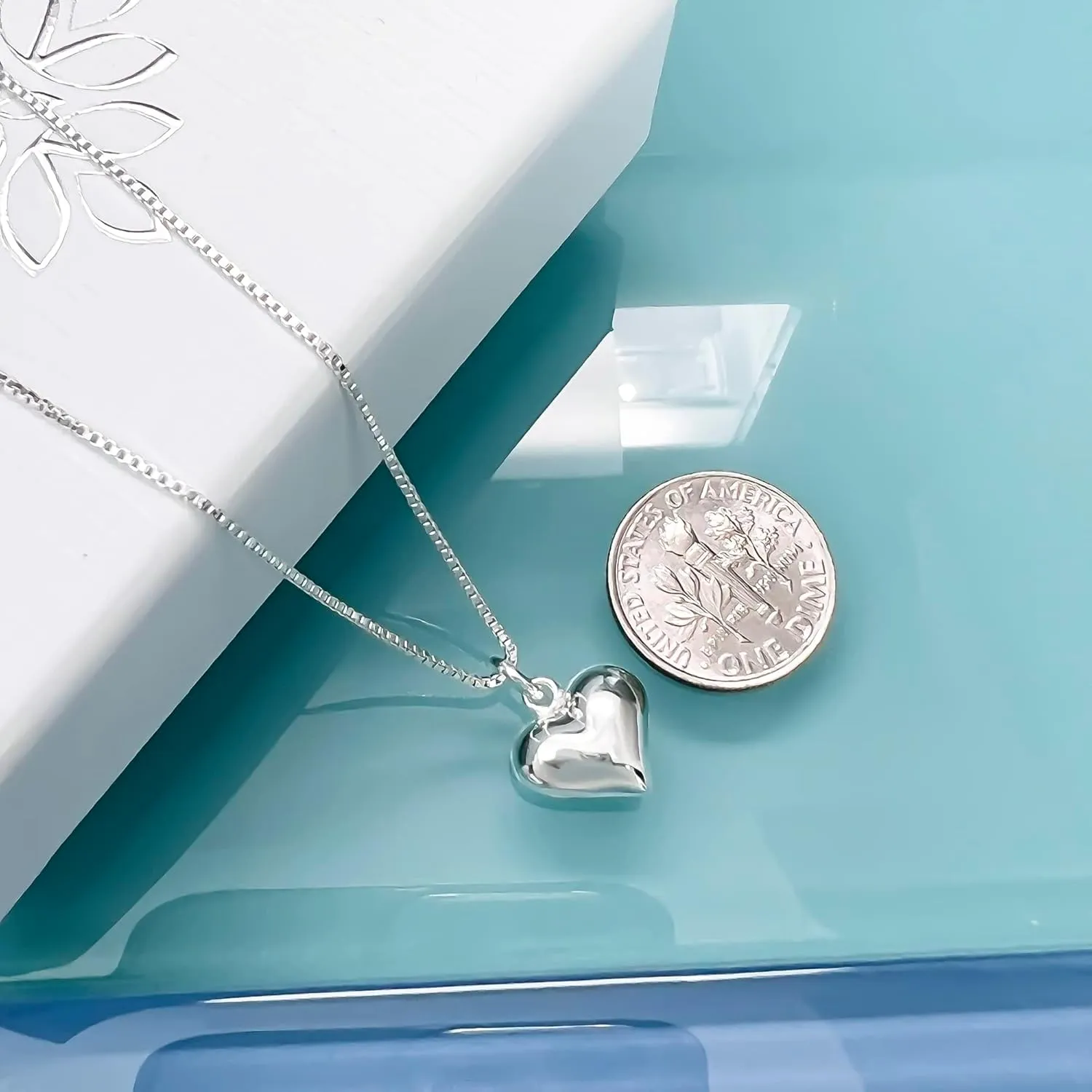 Small and Dainty Sterling Silver Heart Necklace for Women, Girlfriend Gift, Gift for Mom Necklace, Wife Gift Necklace, Daughter Gift Necklace (18 inches)