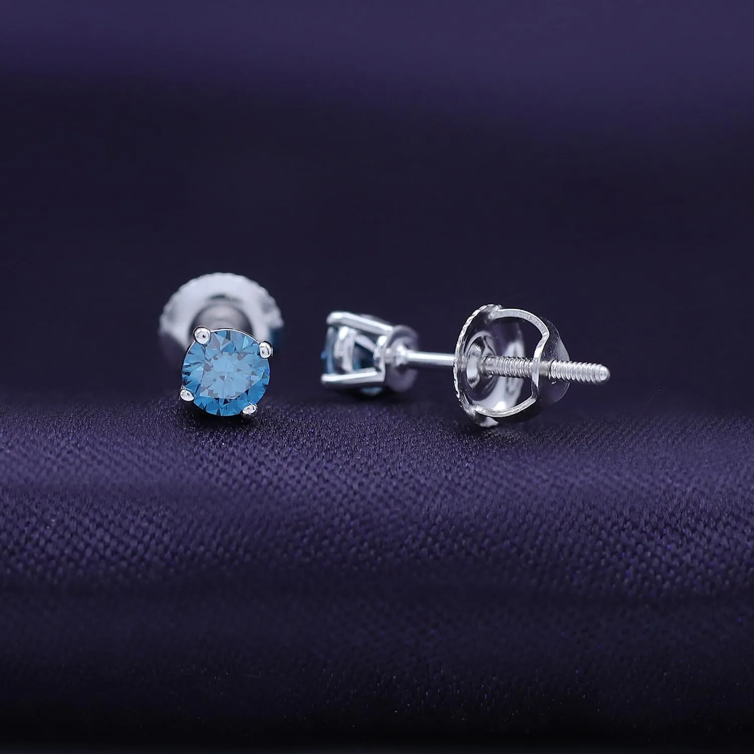 Solitaire Earrings For Women, Round Shape Multi Color Lab Grown Diamond 4-Prong Screw Back Stud Earring In 14K Solid Gold Jewelry Wedding Gift For Her (0.20 Ct - 0.25 Ct)